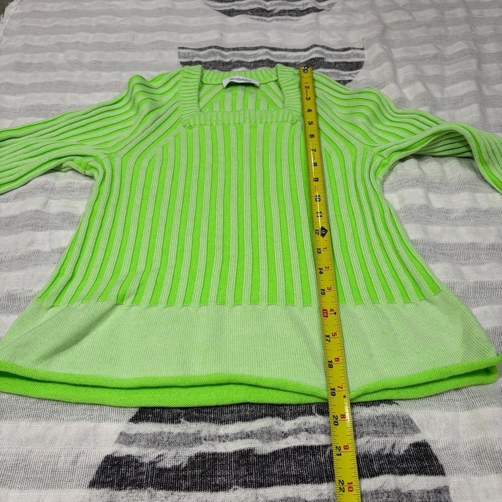 Rodebjer Eshe Rib Knitted Sweater In Techno Green Sz S Funky Retro Party EUC - Picture 8 of 9